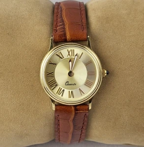 Schöne Vicence italienische Damen Gold Armbanduhr mit braunem Lederband V31847513 - Bild 1 von 6