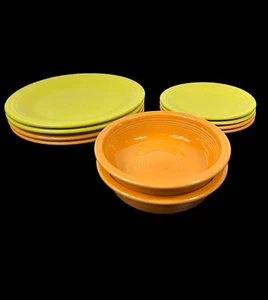 Vintage FiestaWare Lot Dishes & Bowls 10 Total HLC USA Orange & Yellow EUC - Picture 1 of 18