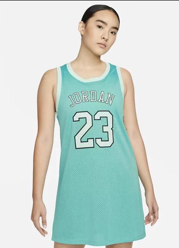 Nike Air Jordan Heritage Jersey Dress DO5029-392 Teal Womens Size Small