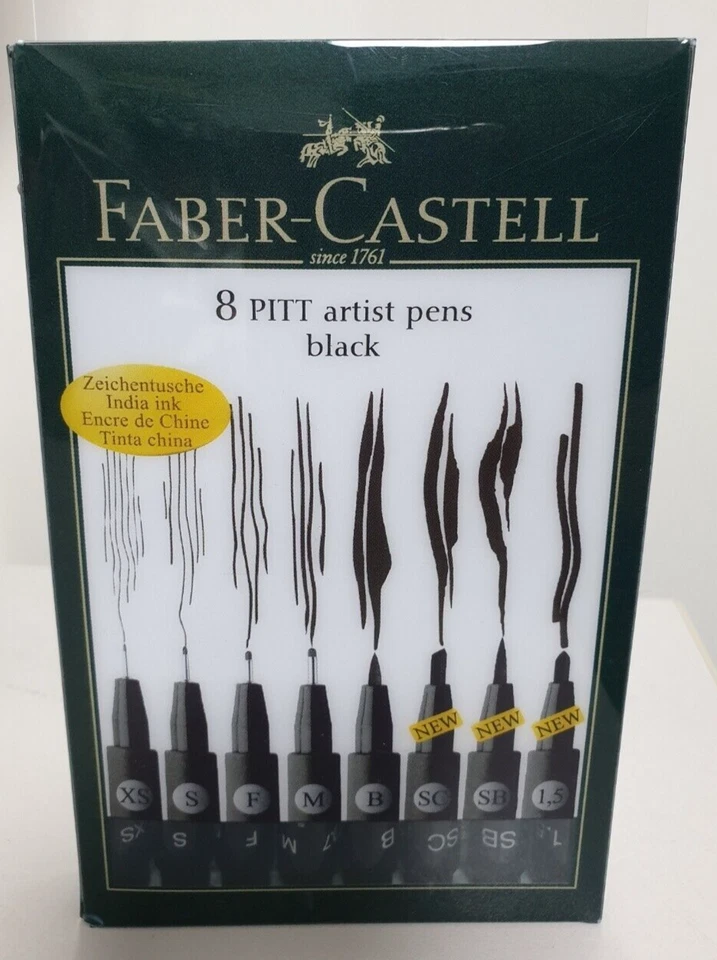 Faber-Castell Black Wallet - 8 Assorted Pitt Pen Nibs Art Set