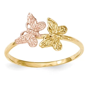 14k Two-tone Gold Polished Butterfly Ring K5770 Size 7 - Picture 1 of 2