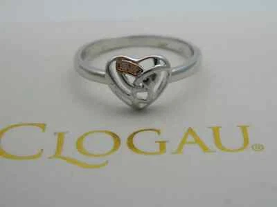 Welsh Clogau Silver & 9ct Rose Gold Eternal Love Diamond Heart Ring size O - image 1 of 4