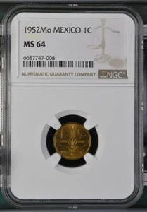 Mexico 1 Centavo 1952 Mo NGC MS 64 - Picture 1 of 2
