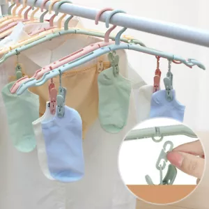 1X Portable Clothes Hanger Foldable Drying Rack Travel Clothes Hanger with Clip - Picture 1 of 14