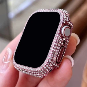 1Pc Rhinestone Decor Tempered Glass Screen Protector Watch Case for Apple Watch  - Picture 1 of 18