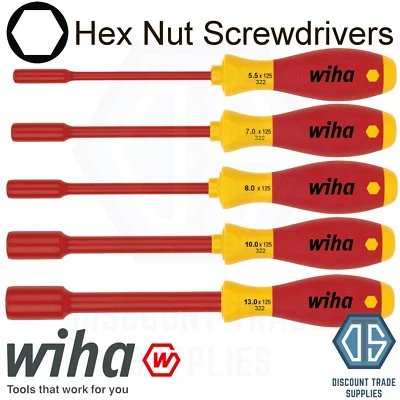 Wiha Socket Driver Wrench Screwdriver VDE Hex Nut Key Nut Driver Insulated 1000v - Image 1 of 2