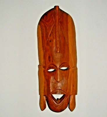 Декоративная африканская маска ручной работы из дерева, сделано в Кении, винтажная, бывшая в употреблении - Изображение 1 из 4