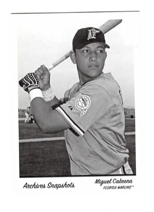 2016 Topps Archives Snapshots Miguel Cabrera Marlins Black White Parallel - Image 1 of 1