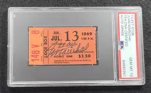 Rare 1969 JUAN MARICHAL Signed Original Ticket-GIANTS vs DODGERS-PSA 10 Auto - Picture 1 of 5