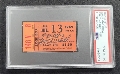 Rare 1969 JUAN MARICHAL Signed Original Ticket-GIANTS vs DODGERS-PSA 10 Auto - Image 1 of 4