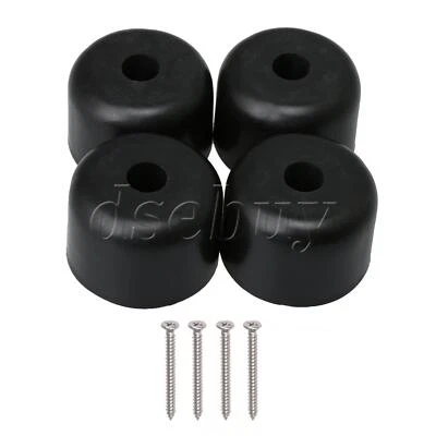 4x Black 50mm Dia 6mm Hole Dia Round Furniture Feet for Sofa Bed Table Legs - Image 1 of 4