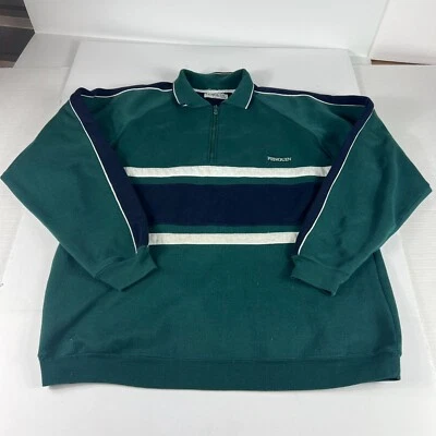 Sudadera De Colección Penguin Sport Collard Adulto Grande Verde Desteñido Pullover 1/4 Cremallera Foto 1 de 4