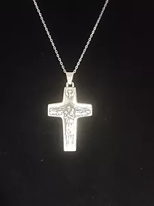Collana con ciondolo croce Papa Francesco sterling .925 con certificato - Foto 1 di 4