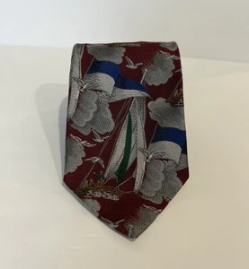 Cravatta da pesca Robert Talbott seta SAILING YACHT - cucita a mano USA rara - Foto 1 di 6