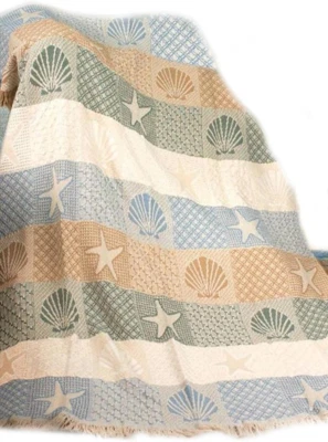 Manual Cotton Throw Blankets Seashells by the Seashore 2 Layer Throw Blanket 46 - Image 1 of 3