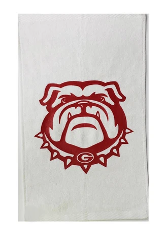 Georgia Bulldogs White Rally Towel Red Vinyl Logo 11" x 18" 100% Cotton Cover