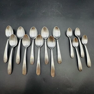 Flatware 13 Pc Hampton Signature SATIN PLAZA Stainless Teaspoon Tablespoon Vtg - Picture 1 of 8