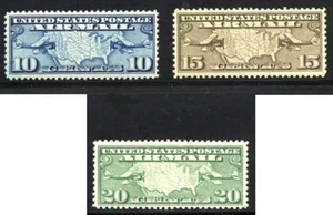 C7-C9 Map and Mail Planes Airmail Set-VF+ MNH OG (REM #C7-543) - Picture 1 of 1