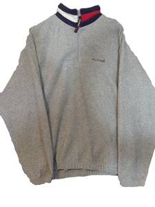 Tommy Hilfiger Pullover Fleece Shirt. Herren XL. Vintage. Grau/Rot/Weiß/Blau - Bild 1 von 11