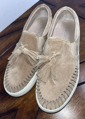 J/Slides NYC Tan Suade Slip-on Shoes with Tassel Woman’s 8.5 - Image 1 of 4
