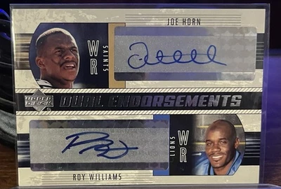 2004 Upper Deck Foundations - Dual Endorsements Roy Williams, Joe Horn #DE-HW - Image 1 of 2
