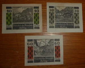 Vintage 1920 Austrian Notgeld - Golling - Set of 3 - Picture 1 of 2