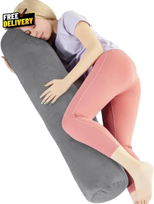 Almohada Corporal para Adultos Almohada Refuerzo con Funda de Terciopelo Extraíble Larga Redonda... Foto 1 de 4