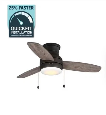 Home Decorators 59245 Ashby Park 44" Black Ceiling Fan w/ LED Light & 3 Blades - Image 1 of 2