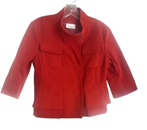 Akris Punto Womens Red Cotton Jacket 3/4 Sleeves Switzerland Size Small - Picture 1 of 6