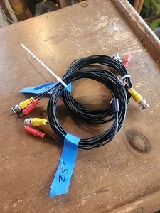 25ft 2pack Security Camera Cable BNC Extension Power Cord CCTV Surveillance DVR - Picture 1 of 5