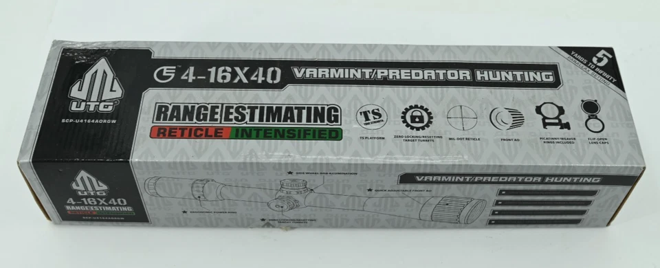 Mira para rifle UTG 1 pulgada 4-16x40 mm tamaño completo AO bloqueo cero restablecimiento SCP-U4164AORGW Foto 1 de 4