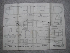 Keil Kraft Kit Plans of the Achilles a vintage cabin model of 24" wingspan - Picture 1 of 2