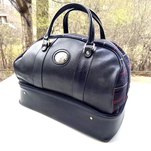 Vintage Burberrys Navy Blue Duffel Bag Weekender Travel Bag W/ Shoe Compartment - Picture 1 of 19