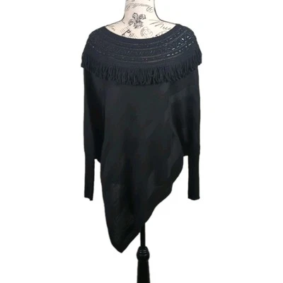 White House Black Market XS女式披肩毛衣带条纹和珠子 — 第 1/4 张图片