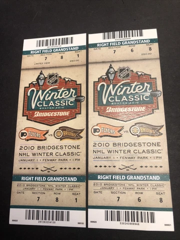 (LOT of 2) 2010 Bruins Flyers @ Fenway Park Winter Classic Ticket (Test-No Gate) Cover