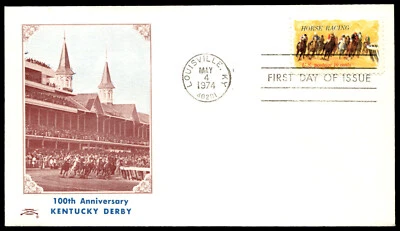 1974 Horse Racing FDC 100th Anniversary Kentucky Derby Colonial Cachet - Image 1 of 4
