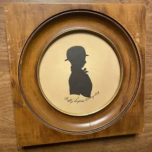 Vtg Signed Victorian Man Silhouette Hand Drawn Framed 1859 ***Crack in Frame*** - Picture 1 of 23