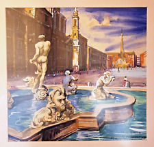 Italia Roma Piazza Navona 1989 Qamil Prizreni Rome Italy Painting Water Color