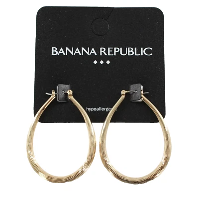 New Banana Republic Textured Teardrop Hoop Earrings #E1425 - Image 1 of 2