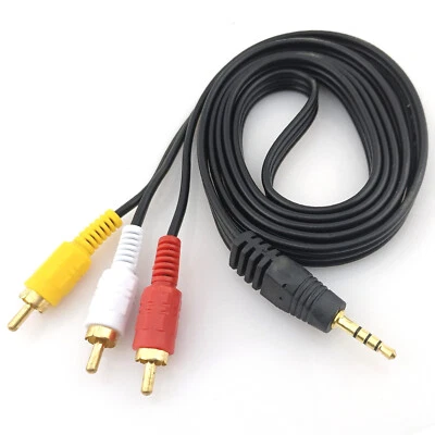 3.5mm AUX to RCA Video Stereo Audio Splitter Cable 10ft Analog Wire 3 Male Jack - Image 1 of 4