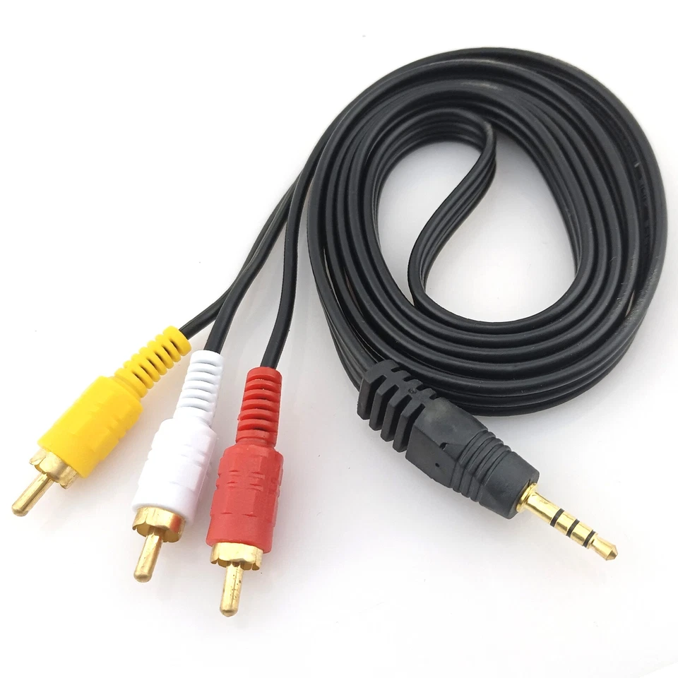 3.5mm AUX to RCA Video Stereo Audio Splitter Cable 10ft Analog Wire 3 Male Jack - Image 1 of 4