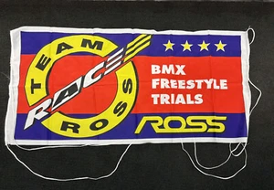 NOS VINTAGE TEAM ROSS BMX RACING FREESTYLE TRIAL RACE BANNER SIGN ORIGINAL CLOTH - Picture 1 of 4