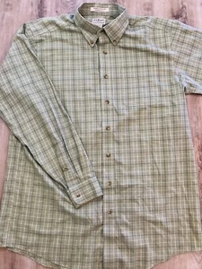 LL BEAN Wrinkle Resistant Button Down Shirt Mens L Tall Traditional Fit Green - Picture 1 of 7