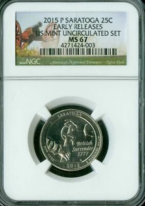 2015 P SARATOGA QUARTER NGC MS67 ER 2nd FINEST REGISTRY  * - Picture 1 of 3