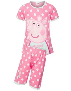 Girls Peppa Pig Pink Spotty Nightwear Shorties Shortsleeve Top & Shorts Pyjamas - Picture 1 of 4