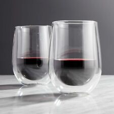 Set of 2 Double Wall Insulated Glass Stemless Wine Glass Coffee Mug 12 oz
