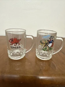 Vintage Miniature Glass Tankard Welsh Lady Tankard And Welsh Dragon - Picture 1 of 4