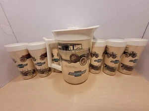 Vintage West Bend Thermo-Serv CHEVROLET Pitcher & 6 Tumblers Set - Picture 1 of 10