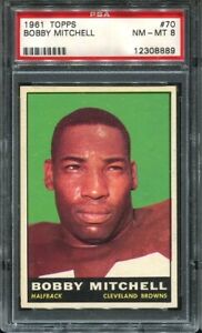 1961 Topps #70 Bobby Mitchell PSA 8 Cleveland Browns HOF University of Illinois