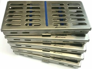 5x Cassetta Sterilizzazione Rack Vassoio Chirurgico Odontoiatrico 7 Strumenti NATRA Germania - Foto 1 di 4